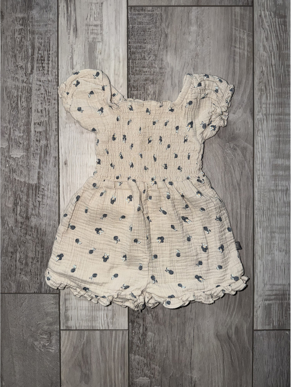 Modern Moments by Gerber Toddler Girl cotton Romper with Puff Sleeves size 2T